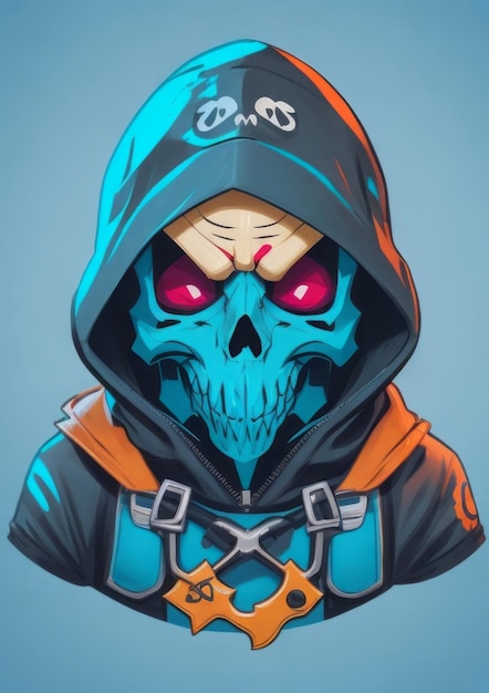 Vector a skull wearing a hoodie