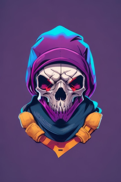 A skull wearing a hoodie