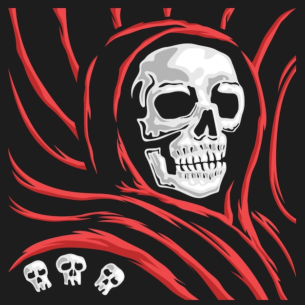 A skull wearing a red robe in Spooky Night vector illustration t shirt design