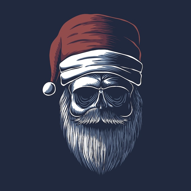 Teschio che indossa un cappello da babbo natale