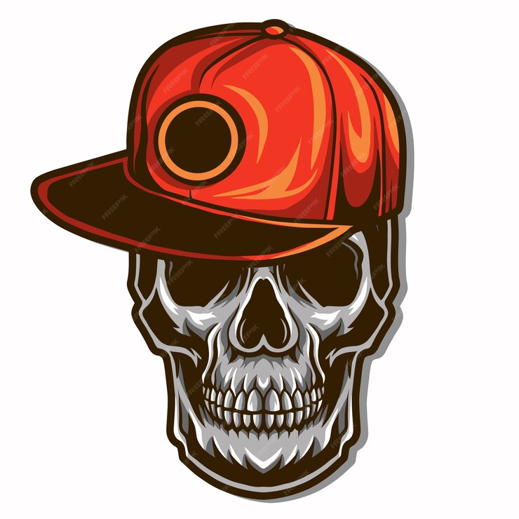 Premium Vector | Skull wearing snapback hat illustration isolated on ...