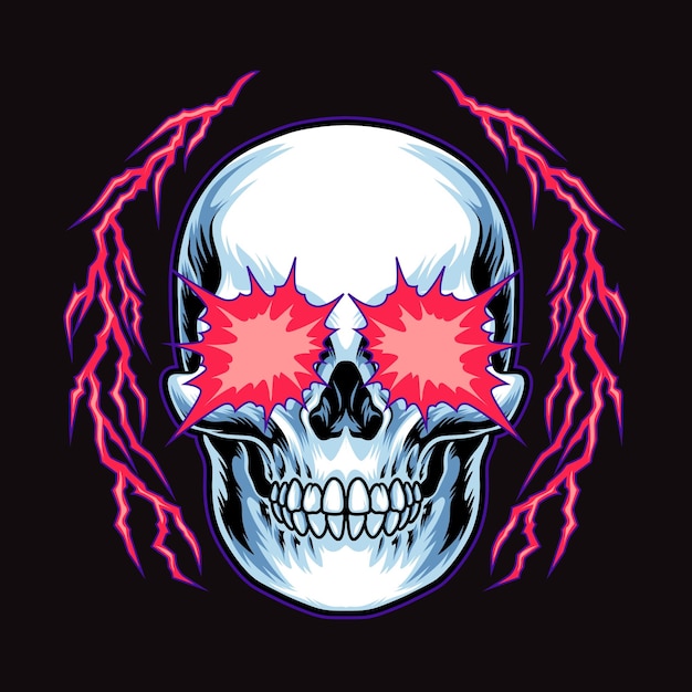 Vector skull with 80s retro style