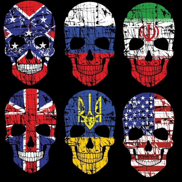 skull with american flag grunge vintage design t shirts