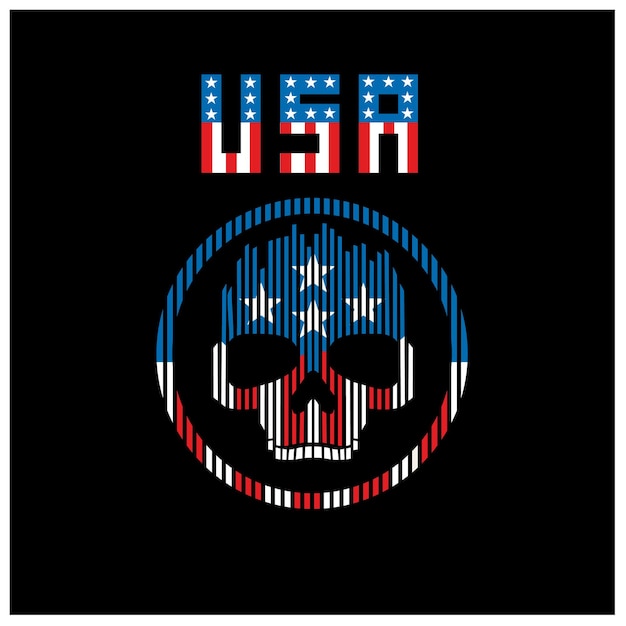 Vector skull with american flag