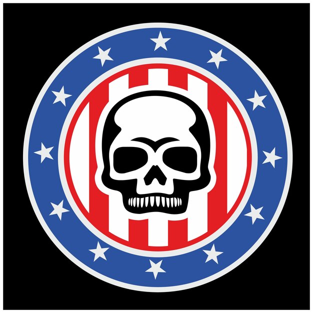 Vector skull with american flag