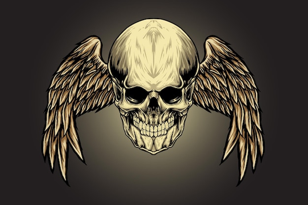 Skull with angel wings illustration