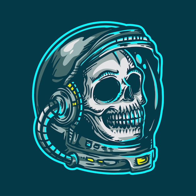 Vector skull with astro helmet illustration