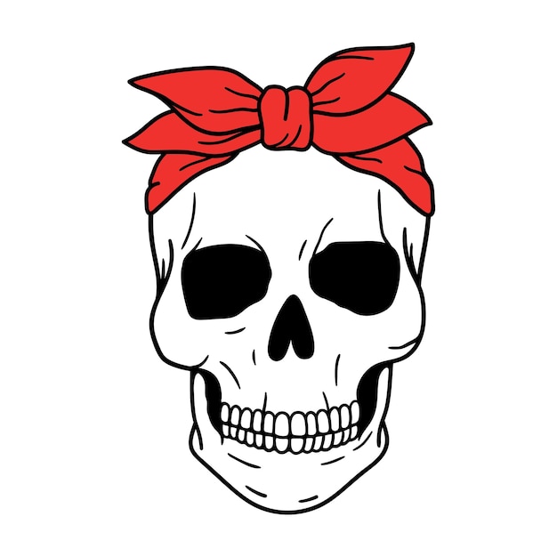 Skull with Bandana Halloween Vector illustration Isolated on white background