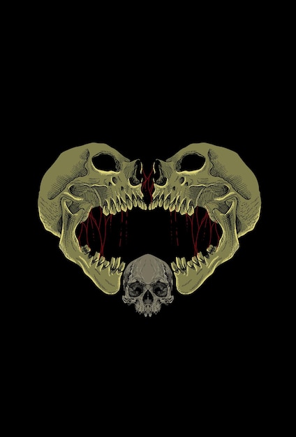 Vector skull with blood artwork illustration