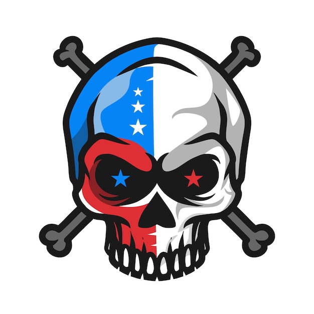 Skull with bones illustration