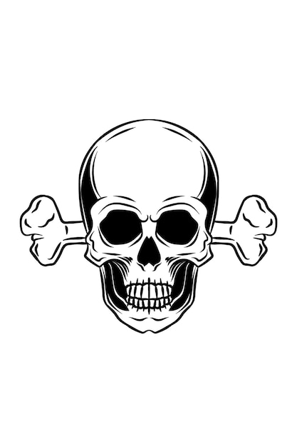 Vector skull with bones vector illustration