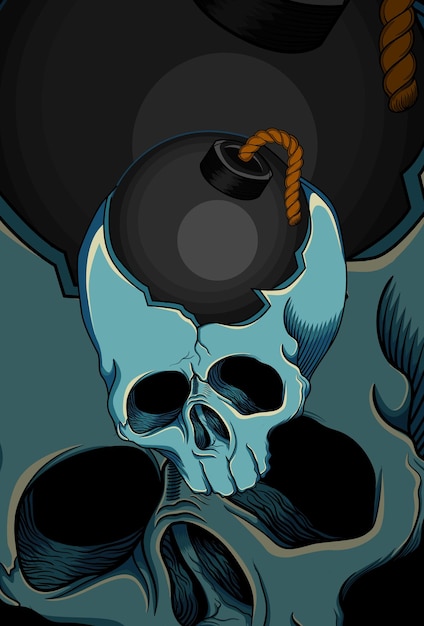 Vector skull with boom vector illustration