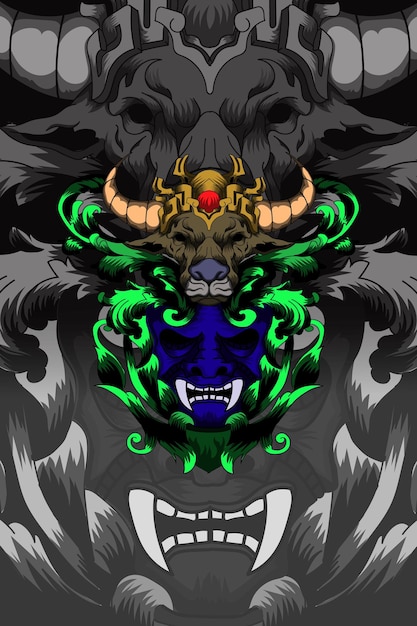 skull with cow vector illustration