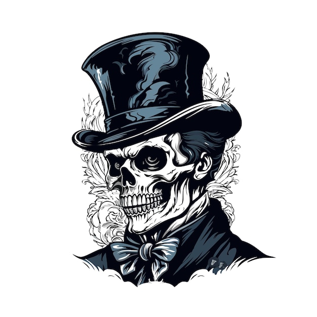 Vector skull with the cowboy hat vector