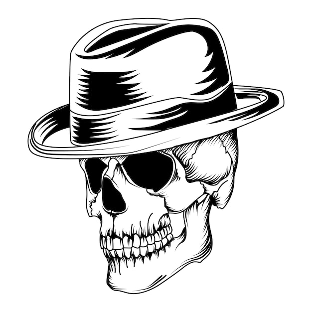 Skull with a cowboy hat