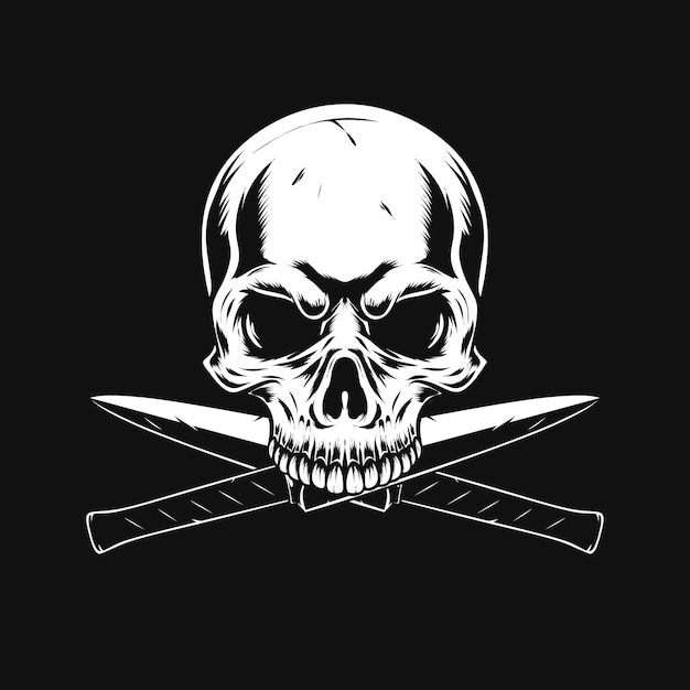 skull with cross blade illustration