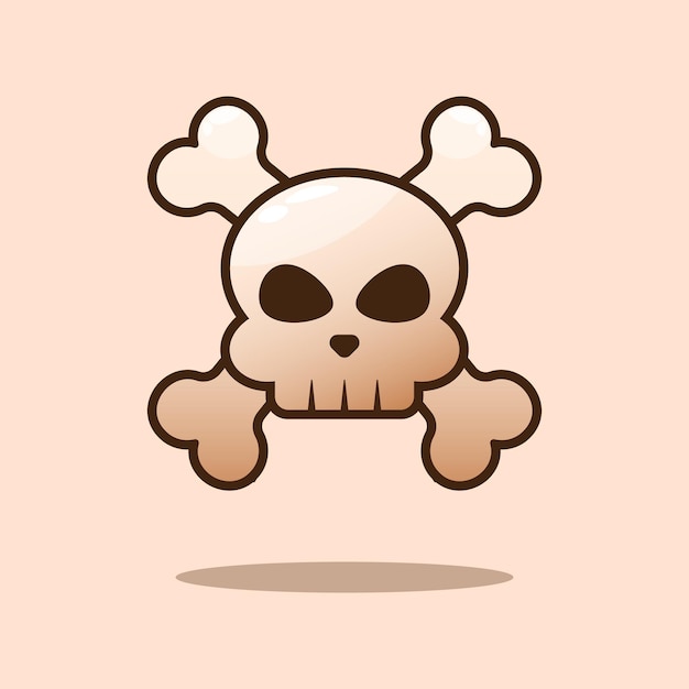 Skull with cross bone icon logo