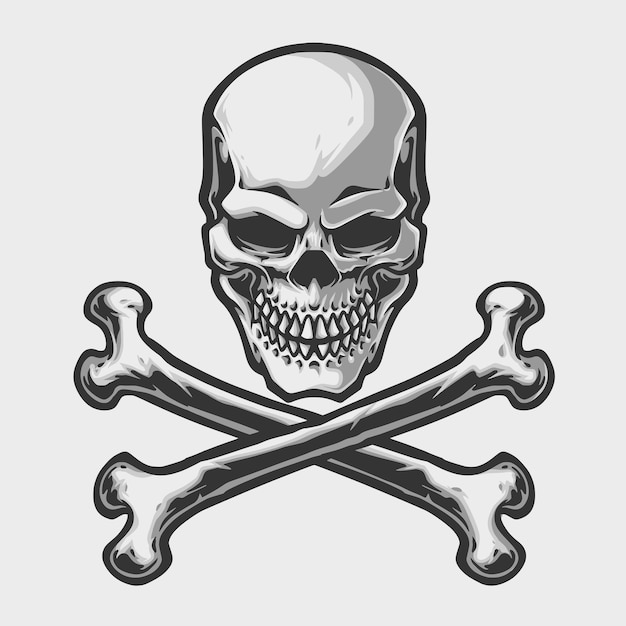 Vector skull with cross bones logo