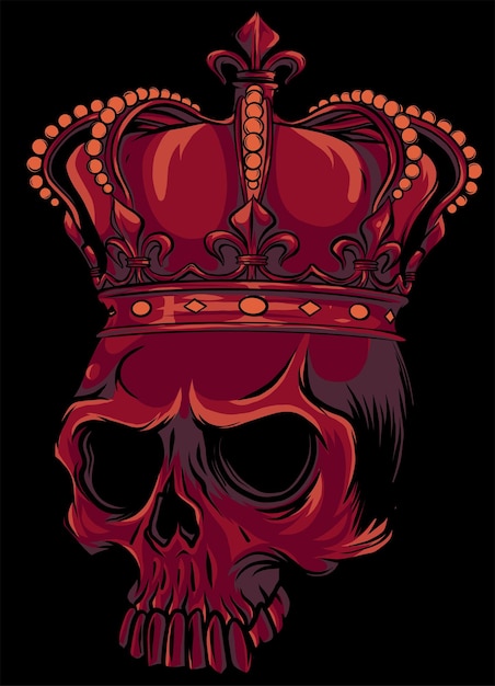 skull with crown on black background