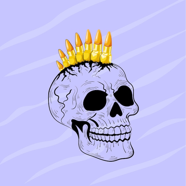 A skull with a crown on it that says 