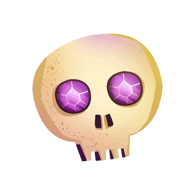 Skull with crystal eyes wizard witch magic element pirate theme treasure casual video game icon