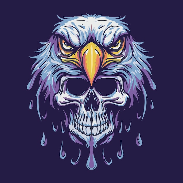 Skull with eagle vector