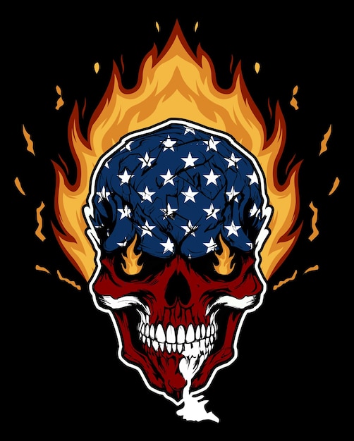 Skull with flag fire effect