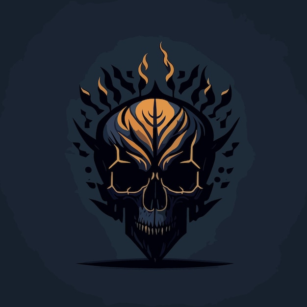 A skull with a flame design on it