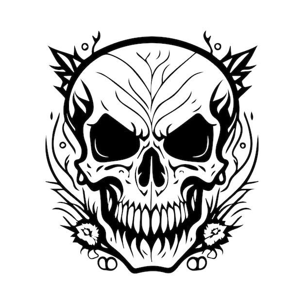 A skull with a flame design on it