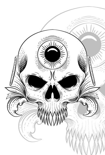 Vector skull with flower and eyes vector illustration