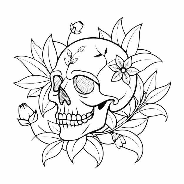 Vector a skull with a flower on it and a skull with a flower in the middle