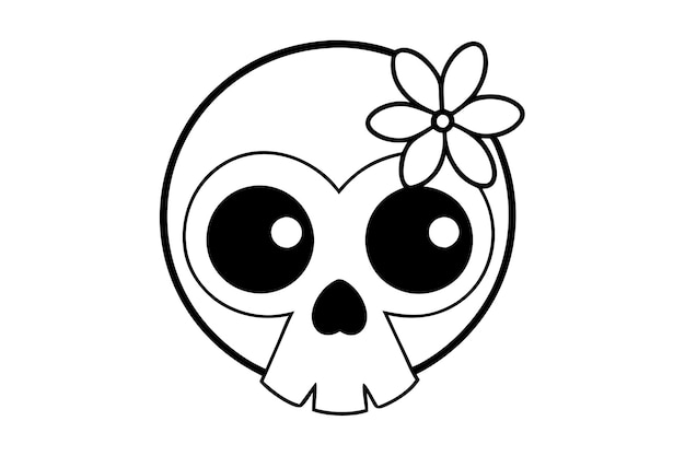Vector skull with flower mascot logo icon vector illustration