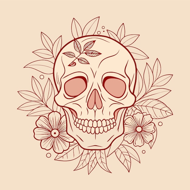 Vector a skull with flowers and a skull with a flower in the middle