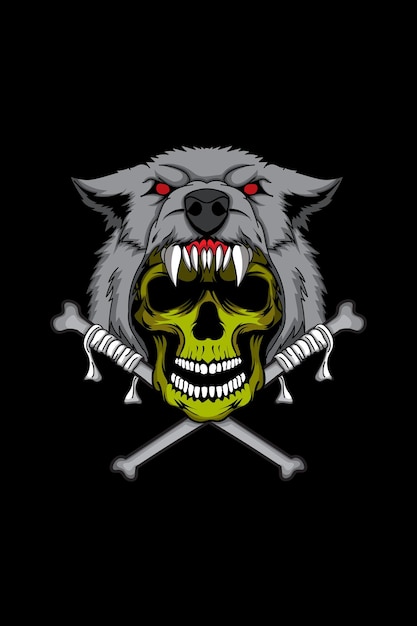 Skull with fox vector illustration