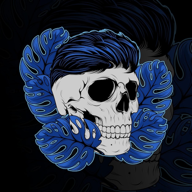 Skull with hair vector illustration