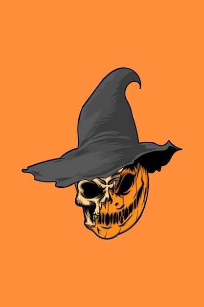 Skull with halloween vector illustration