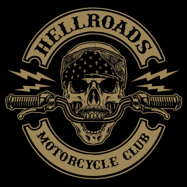 Vector skull with handle bar of motorcycle   illustration