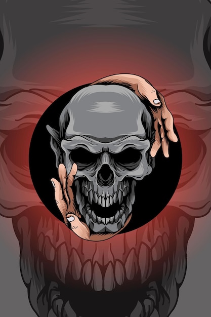 Skull with hands vector illustration