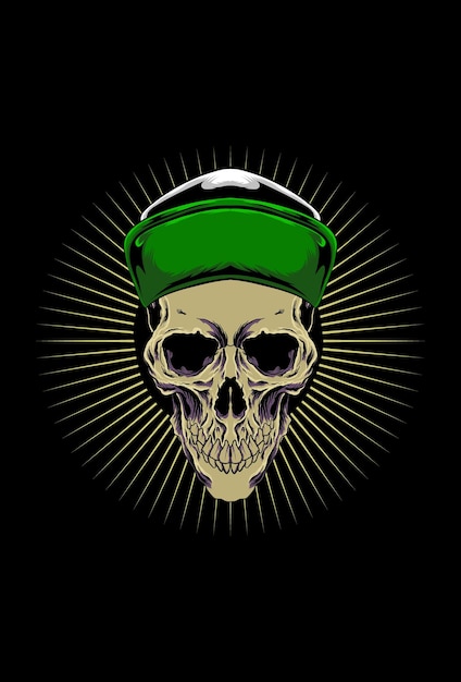 Skull with hat and light vector illustration