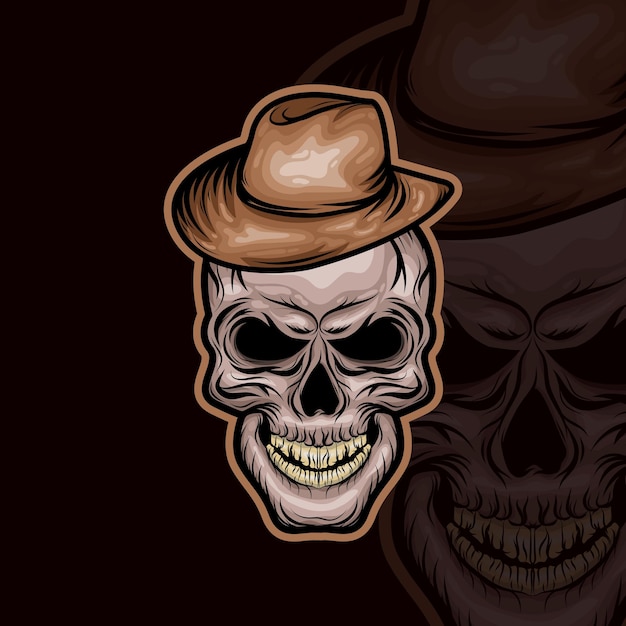 череп с логотипом талисмана шляпы