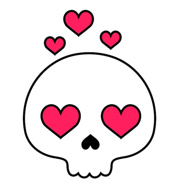 Skull with heart shaped eyes. Valentine's Day greeting card. Skull and pink  hearts. Vector illustration 13715474 Vector Art at Vecteezy