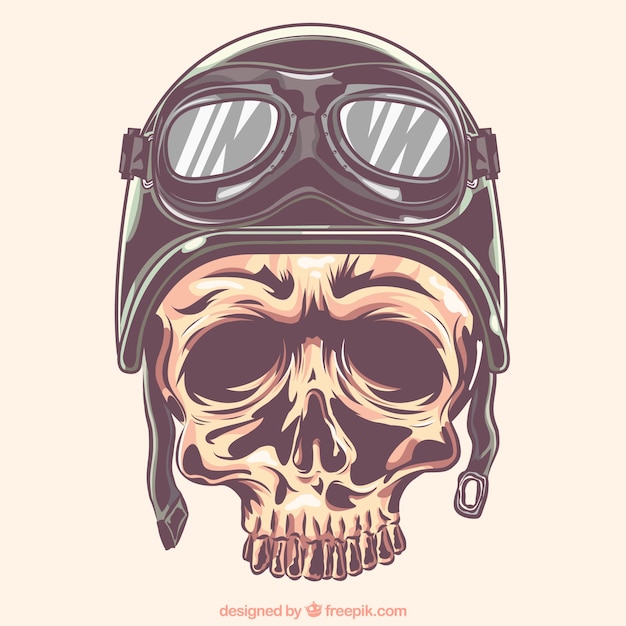 Vector skull with helmet and biker glasses