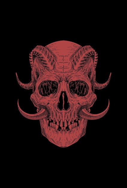 Vector skull with horn artwork illustration