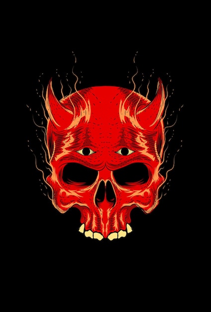 Vector skull with horn and eyes vector illustration