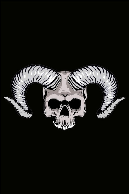 Vector skull with horn vector illustration