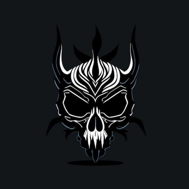 Vector a skull with horns and a black background