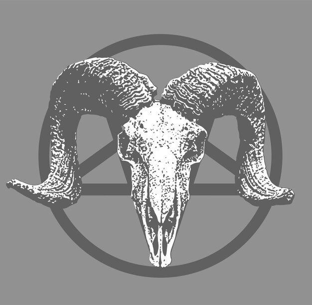 Vector a skull with horns and a circle that says ram on it.