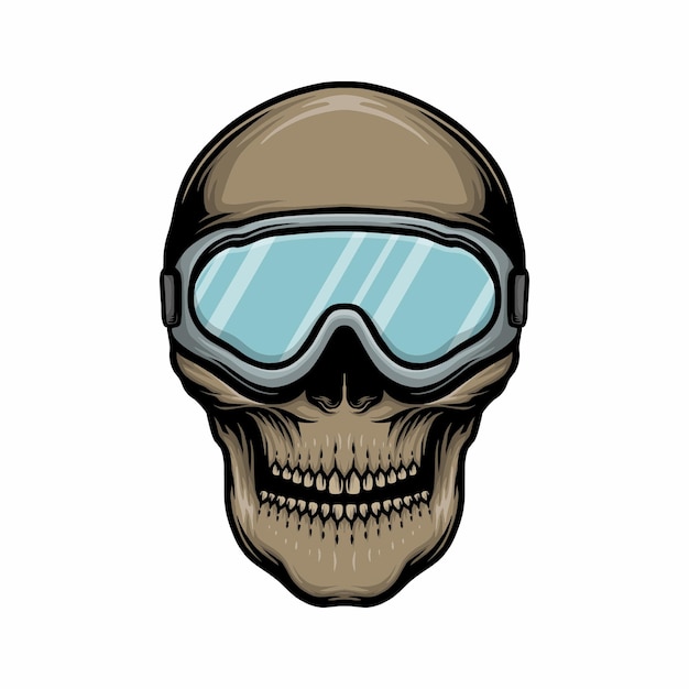 Skull with ice ski sunglasses vector illustration
