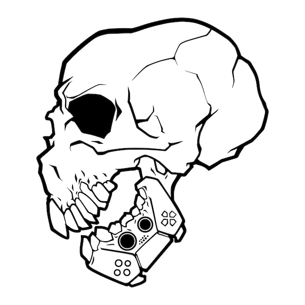 Skull with jaw with gamepad