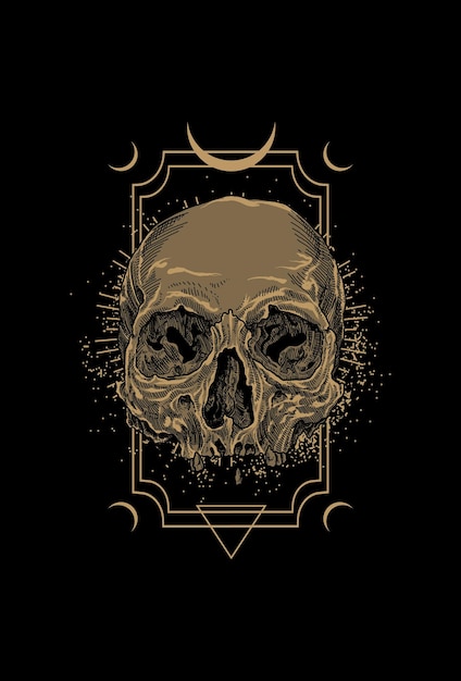 Vector skull with light vector illustration